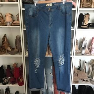Plus-Size Distressed Blue Jeans - Women